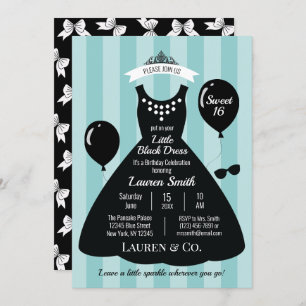Invitation Petite robe noire Douce 16 Anniversaire