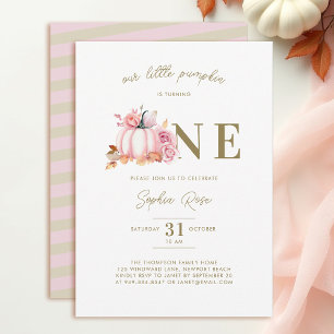 Invitation Petite rose Citrouille Roses Aquarelle 1er anniver