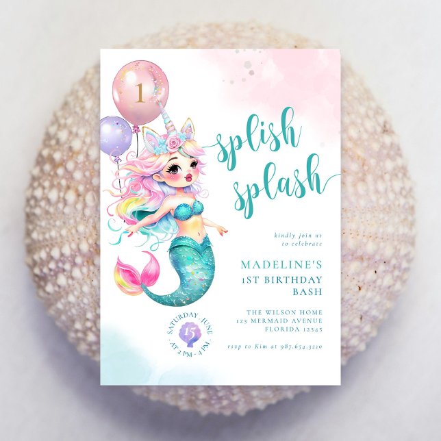 Invitation Petite Sirène Bassin Anniversaire Sous La Mer Invi (Créateur téléchargé)