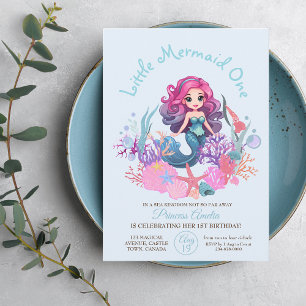 Invitation Petite Sirène Première fête d'anniversaire