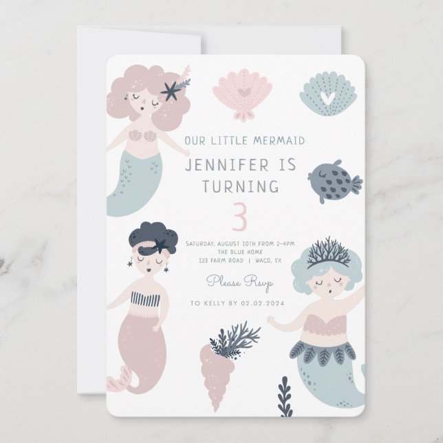 Invitation Petite Sirène sous la mer Magique Anniversaire (Devant)