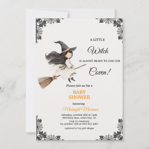 Invitation Petite sorcière mignonne Halloween Baby shower Inv