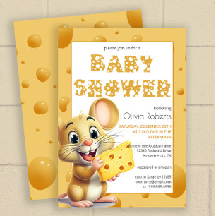 Invitation Petite souris dans le Baby shower au fromage