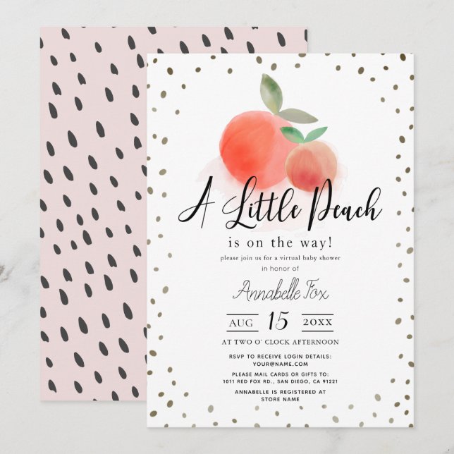 Invitation Petite teinte d'eau blanc Baby shower virtuel (Devant / Derrière)