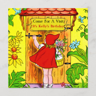 Invitation Petite visite rouge d'anniversaire de capuchons