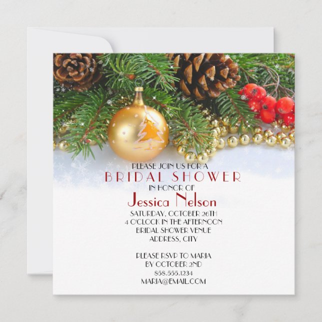 Invitation Petites boules de Noël Fête des mariées (Devant)