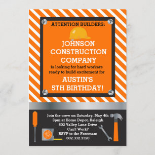 Invitation Petites construction de constructeur et fête
