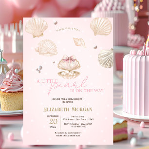 Invitation Petites coquilles de perles points Baby Shower