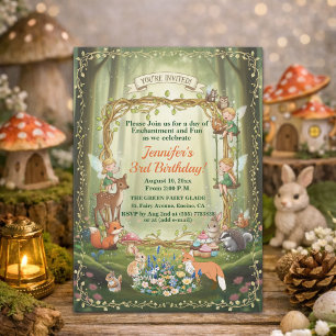 Invitation Petites Fées Forêt Fantaisiste 3ème Anniversaire