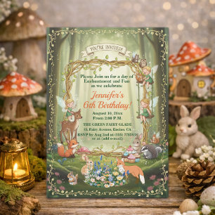 Invitation Petites Fées Forêt Fantaisiste 6ème Anniversaire