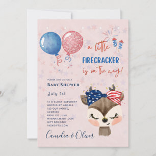 Invitation Petites Filles Baby shower US Petite Frappe Cerf