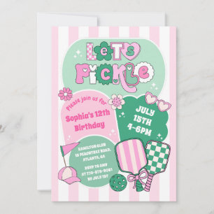 Invitation Petites filles de Pickleball Anniversaire