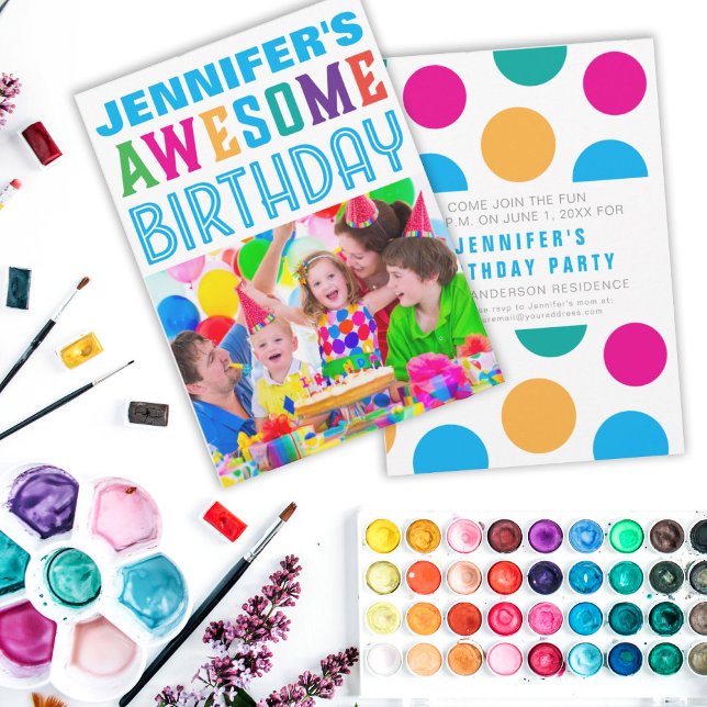 Invitation Petites Filles Magnifique fête d'anniversaire mign (Créateur téléchargé)