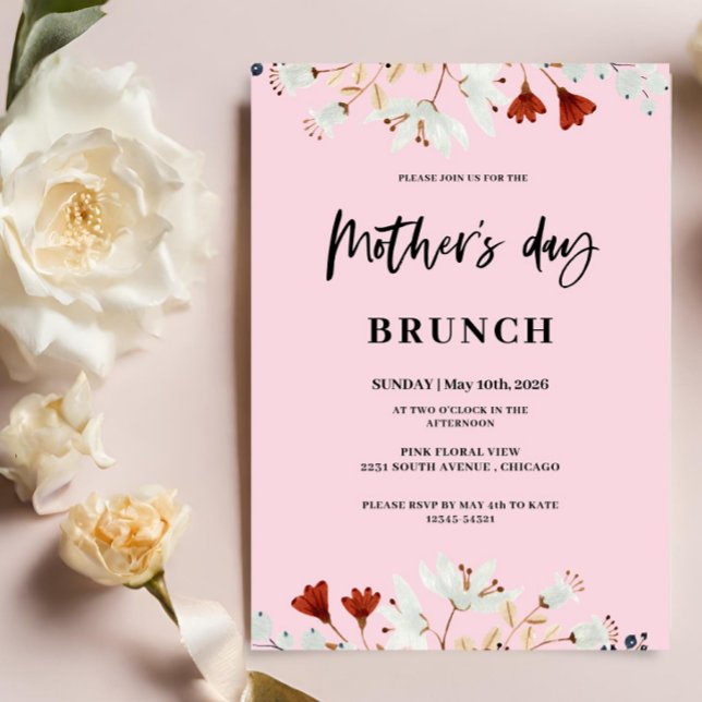 Invitation Petites fleurs colorées Déjeuner de la mère (Créateur téléchargé)
