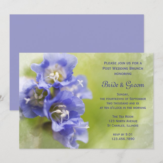 Invitation Petites Fleurs Violettes de Jardin pour Brunch de  (Devant / Derrière)
