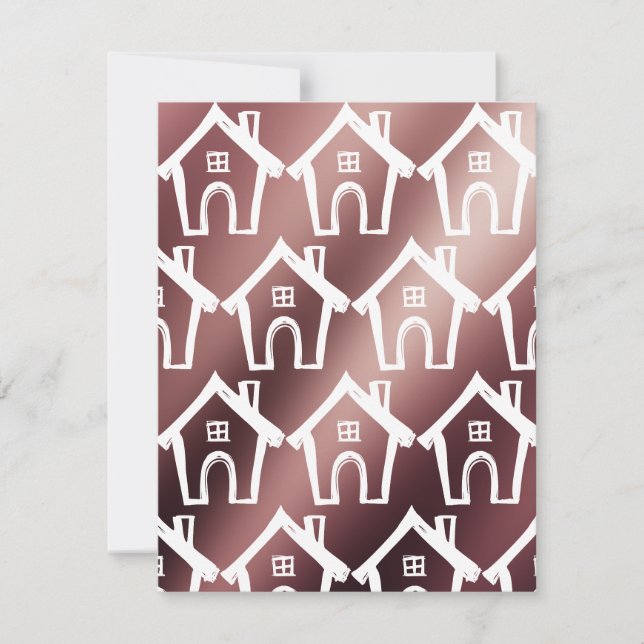 Invitation Petites maisons blanches sur Rose Gold Nouvelle ca (Devant)
