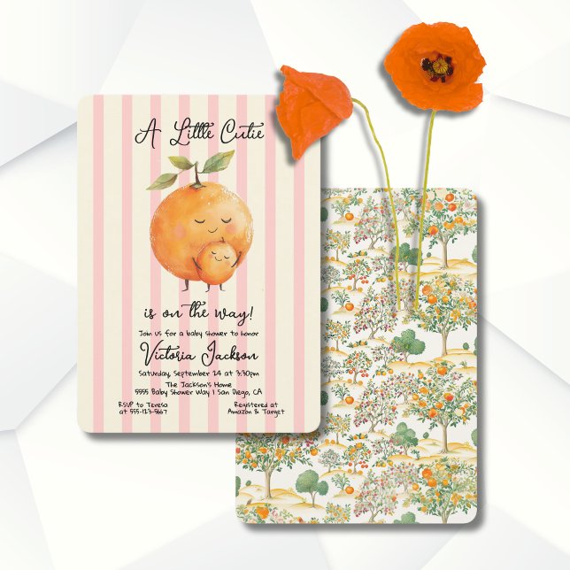 Invitation Petites Oranges Cutie Baby shower Toile (Créateur téléchargé)