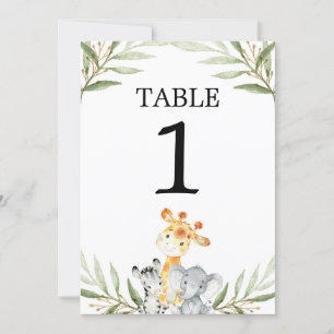 Invitation Petits animaux safari bébé 5"x7" numéros de tablea