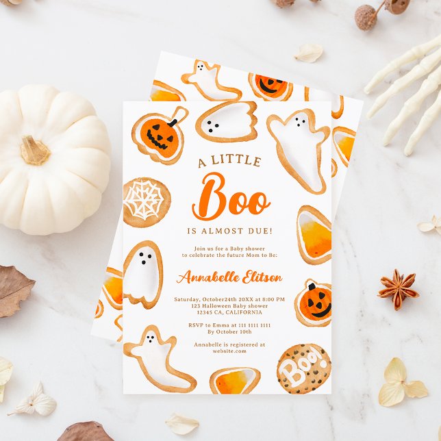 Invitation Petits biscuits de boite mignons baby shower Hallo (Cute little boo cookies Halloween baby shower Invitation)