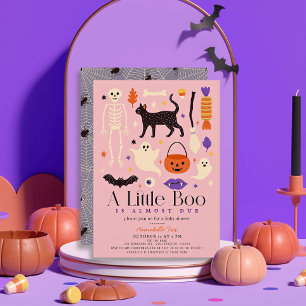 Invitation Petits Boo Halloween Motifs Baby shower fille rose