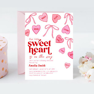 Invitation Petits coeurs de bonbons Baby shower