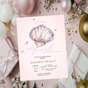 Invitation Petits Coquillages Perles Diamants Points Baby Sh