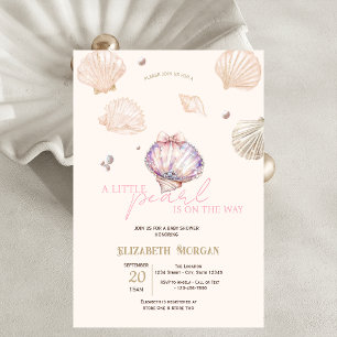 Invitation Petits diamants de perle Coquillages Beige Baby Sh