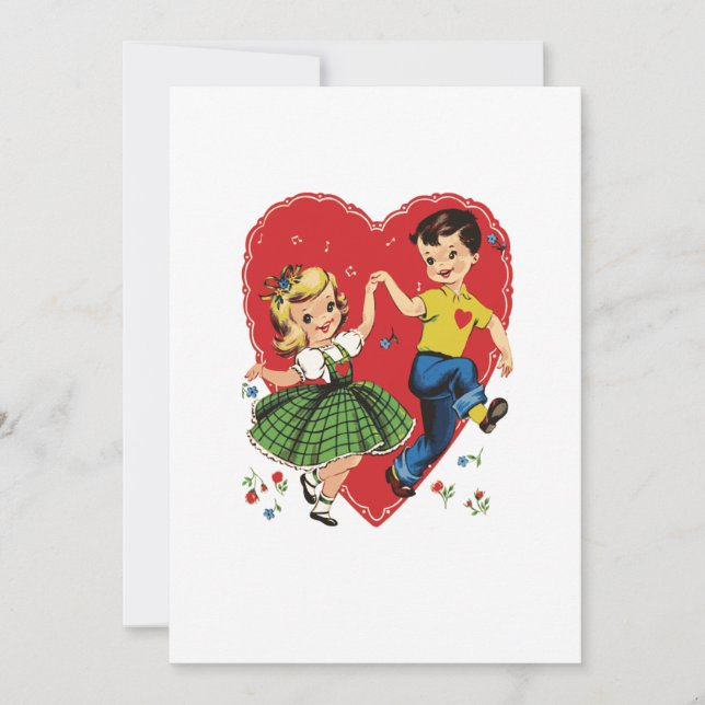 Invitation Petits enfants vintages Valentine (Devant)