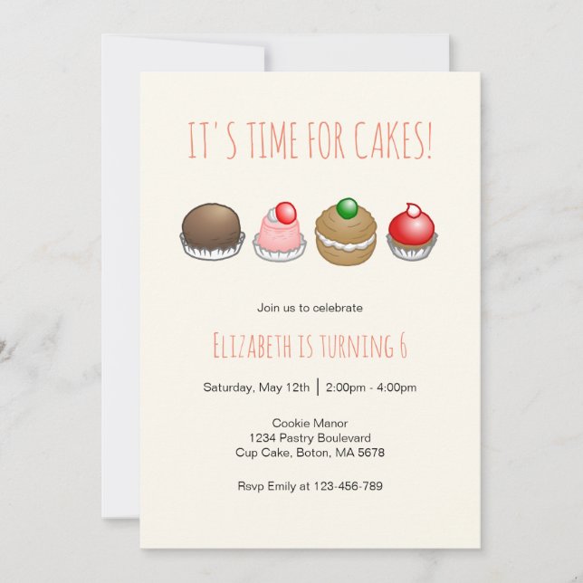 Invitation Petits gâteaux (Devant)