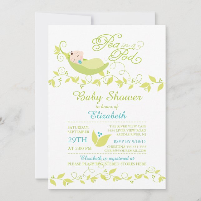 Invitation Petits Pois Dans Un Pod Boys Baby shower Invitatio (Devant)
