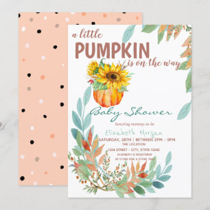 Invitation Petits Tournesols Citrouille, Feuilles, Points Fêt