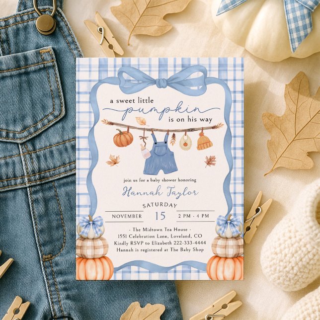 Invitation Petits vêtements Citrouilles Baby shower d'automne (Créateur téléchargé)