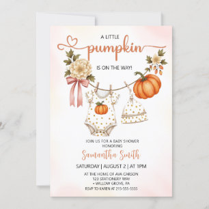 Invitation Petits vêtements Citrouilles Baby shower fille