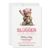 Pette Fille au Batteur Ours en Peluche Baby Shower