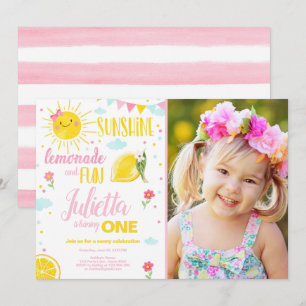 Invitation Peu d'anniversaire de citron de fille de rose de