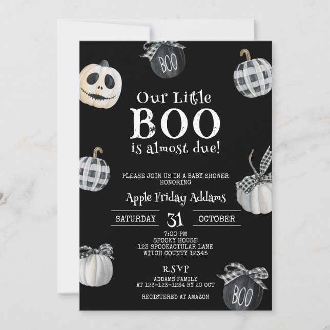 Invitation Peu de BOO est presque à venir, Baby shower d'Hall (Devant)