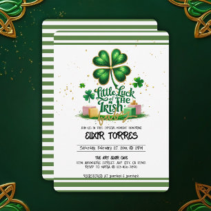 Invitation Peu de chance pour le Baby shower d'or Shamrock ir