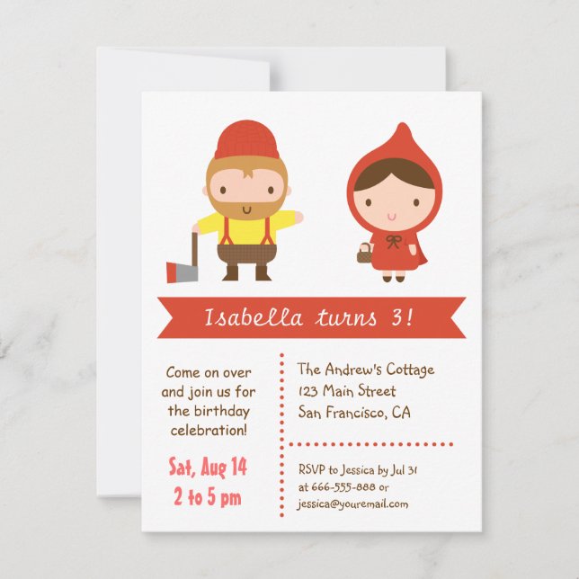Invitation Peu de partie rouge d'anniversaire de enfant de (Devant)