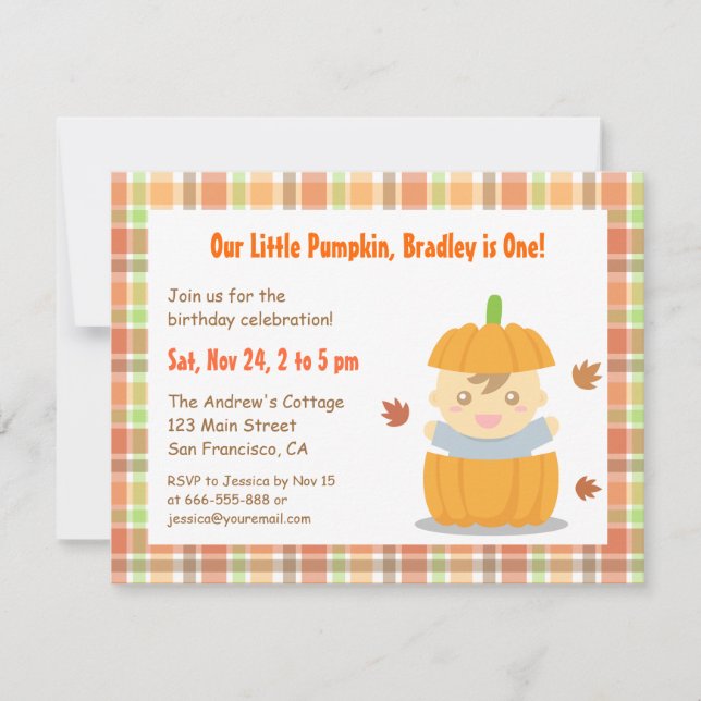 Invitation Peu de première fête d'anniversaire de (Devant)
