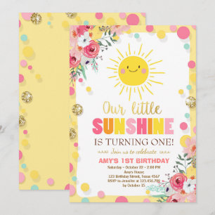 Invitation Peu de rose d'invitation d'anniversaire de soleil