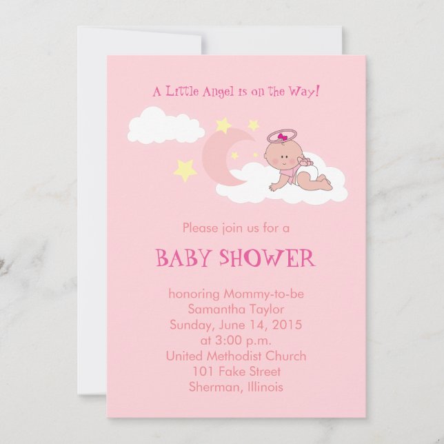 Invitation Peu d'invitation de baby shower d'ange (Devant)