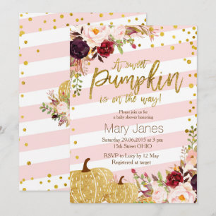 Invitation Peu d'invitation de baby shower de citrouille