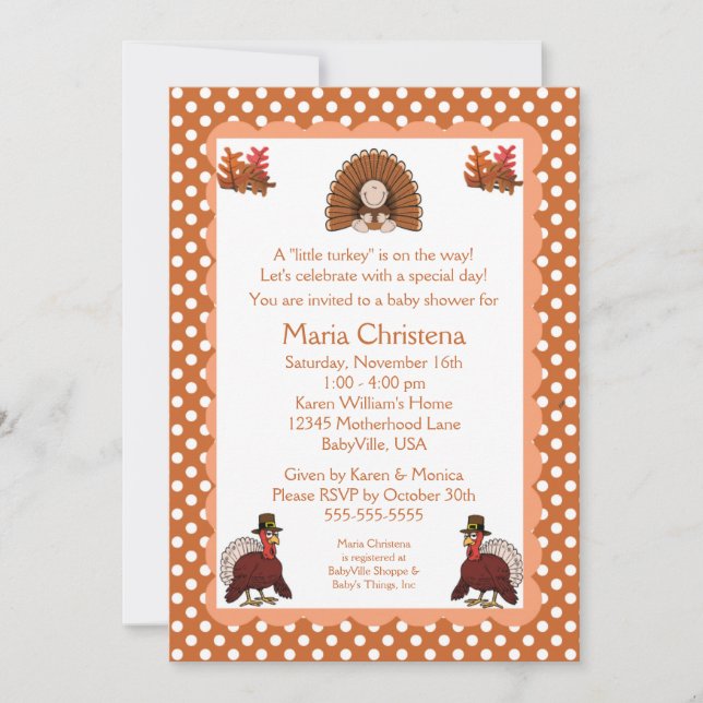 Invitation Peu d'invitation de baby shower de la Turquie (Devant)