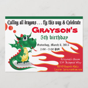 Invitation Peu d'invitation de dragon