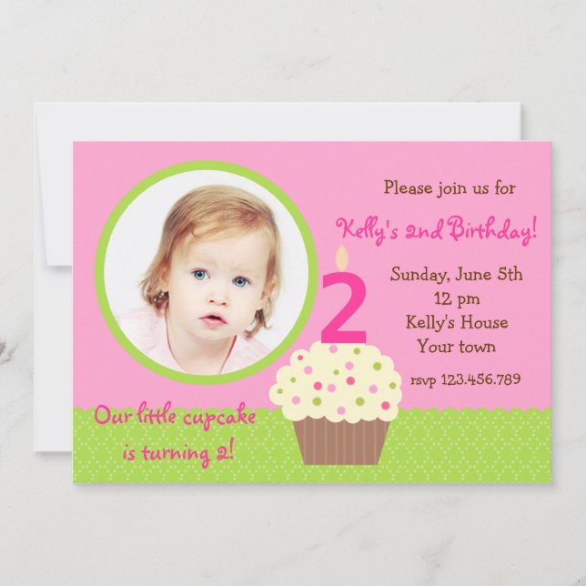 Invitation Peu d'invitations d'anniversaire de photo de fille (Devant)