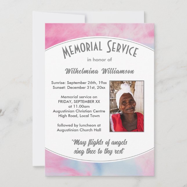 Invitation PEUT VOLS DE SERVICE commémoratif ANGELS (Devant)