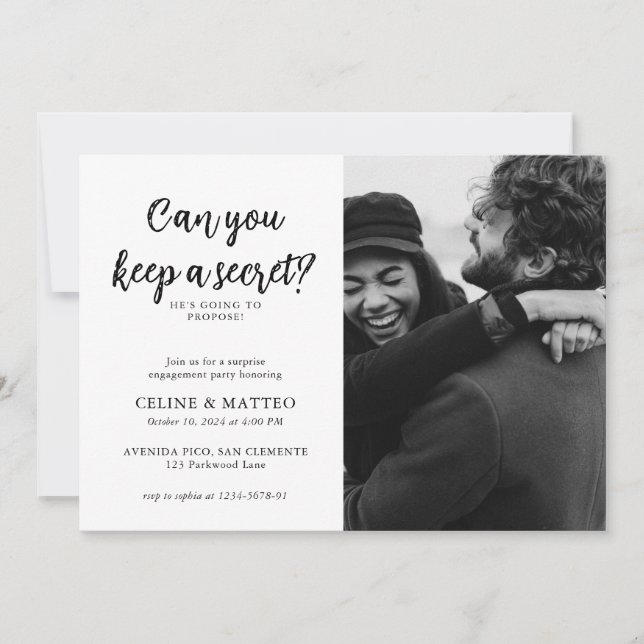 Invitation Peux-tu garder un secret ? | Fiançailles photo mod (Devant)