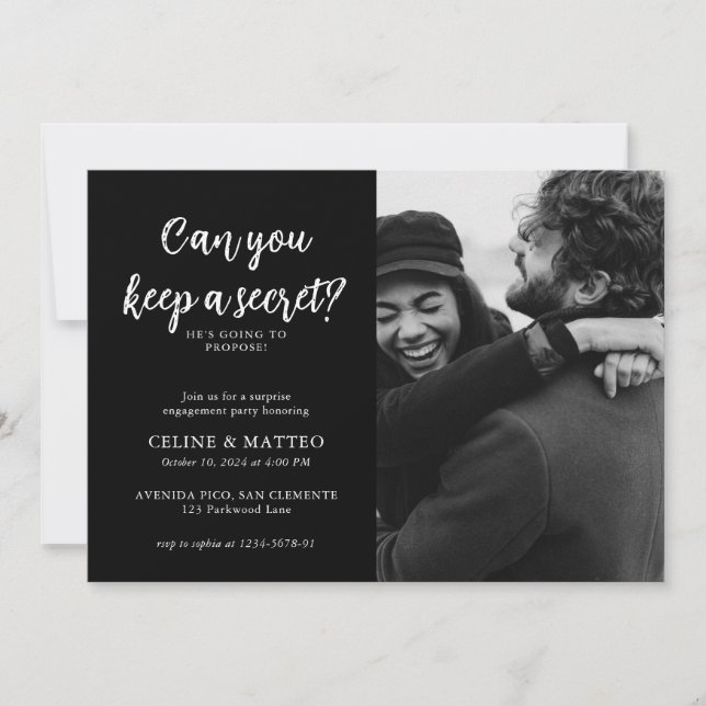 Invitation Peux-tu garder un secret ? | Fiançailles photo noi (Devant)