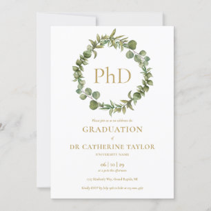 Invitation Ph.D. Élégante Garland Graduation Party