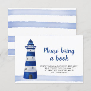 Invitation Phare Baby shower Nautique Apporter Un Livre